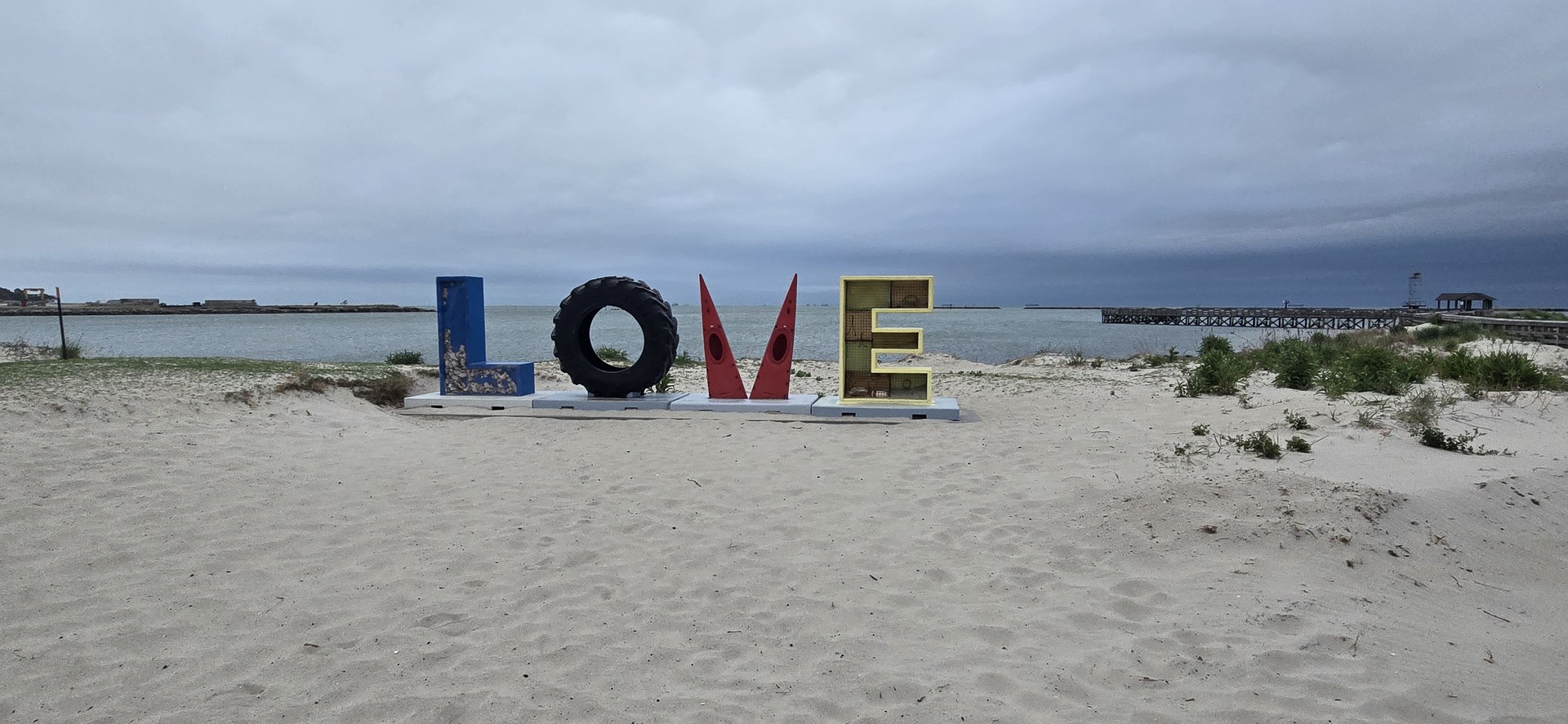 A LOVE sign built in the sand on the Eastern Shore A LOVE sign built in the sand on the Eastern Shore